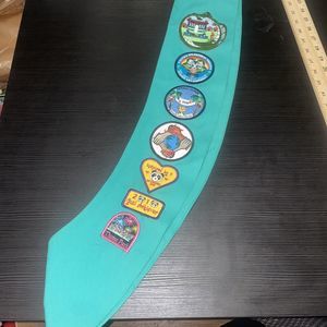 Girl Scout Sash Extra Long 2009 2010 21 Badges San Diego Light Green